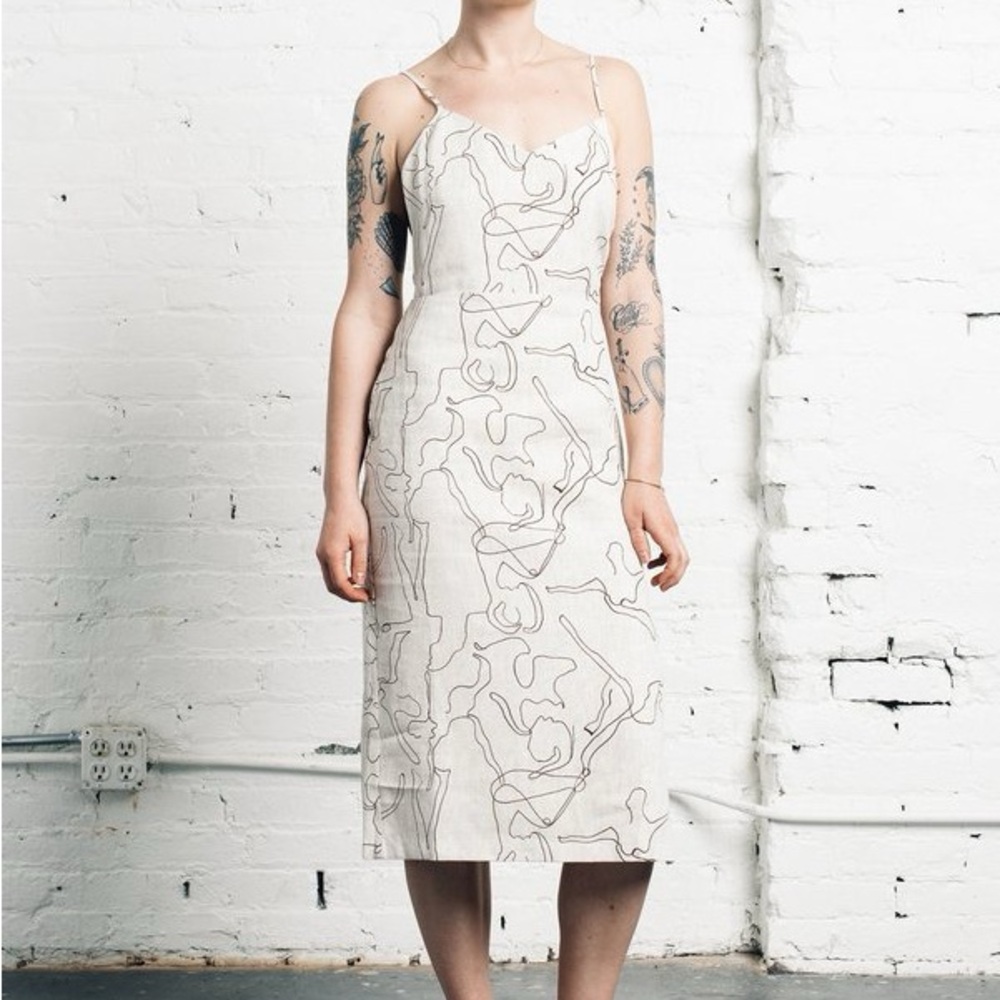 Paloma Wool linen Gabriela dress in dancing bodies print 38